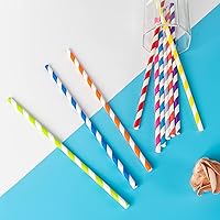 Vista 3 de [100 Pack] Orange Straws, Disposable Orange and White Paper Straws Biodegradable Fall Straws for Aperol Spritz Cocktails, Lemonade, Party