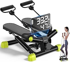 MERACH Stepper with Band, Up and Down Exercise, Quiet, Indoor Strength Adjustment, Cardio Exercise, Hydraulic Drive, LCD Display, Health Stepper Load Capacity 242.7 lbs (110 kg), Compact,