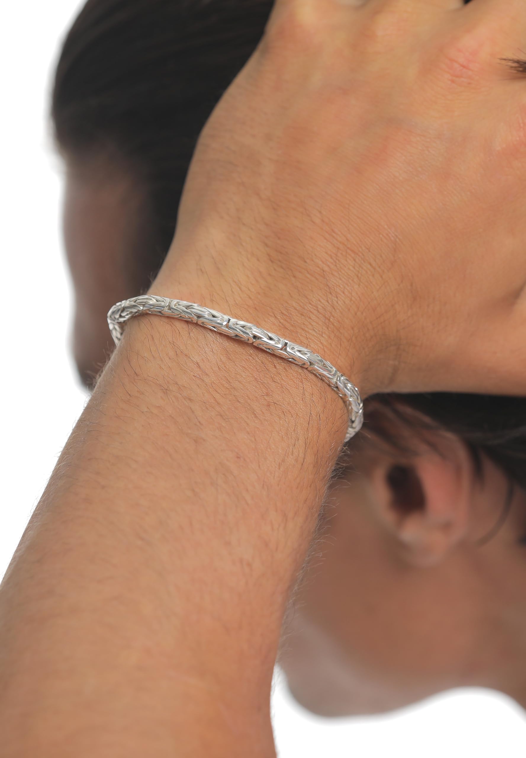 Kuzzoi Buddha Silber-Armband Herren 925 Silber Königsketten Armband (5 mm) | 925 Silber massives Königsarmband für Männer 26.3g