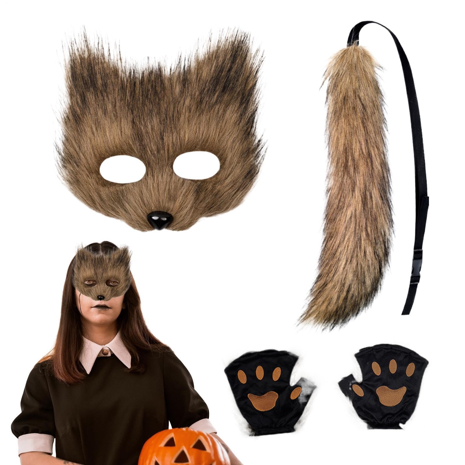 Costume da volpe per bambini, realistico, accessorio per cosplay