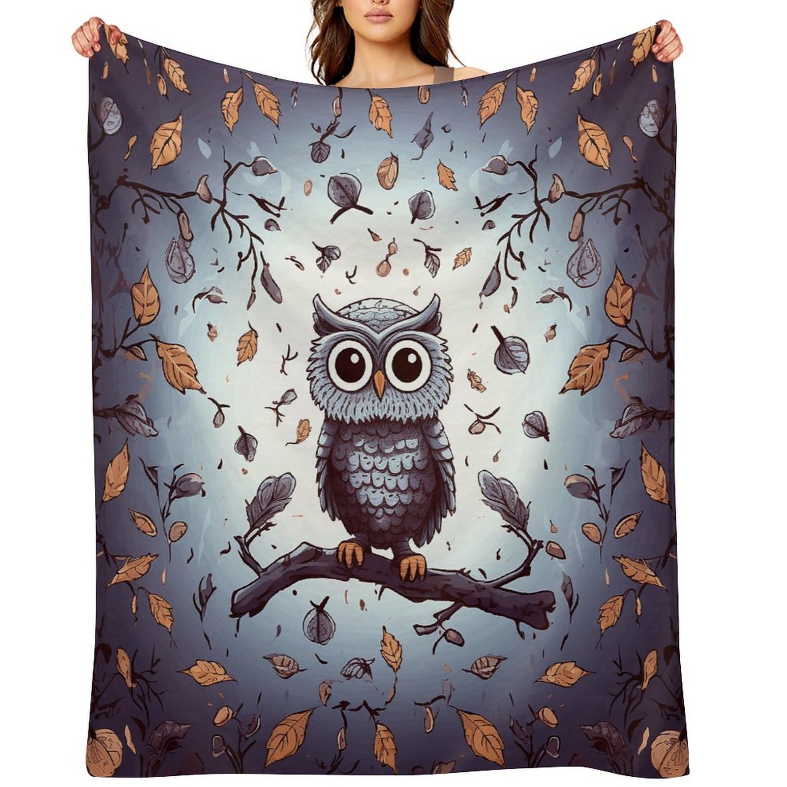Owl Tree Branches Blankets Large Luxury Flannel Throw Blanket Fashion Thick Blanket for Sofa&Bed Blankets Cozy Ultra-Soft Bath Towel for Men&Women 60"x80"
