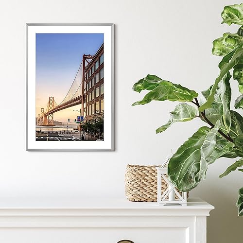 Vista 168 de Frametory - Marco de aluminio de 11 x 14 para fotos de 8 x 10 (en pulgadas), con paspartú marfil, de pared, con gancho de sierra, pestañas Bronce