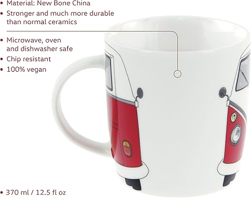 Miniatura 8 de BRISA VW Collection - Taza grande de cerámica para café, té y capuchino, diseño de autobús T1 (12.5 fl oz12.5 fl ozfrente de autobús) (azul)