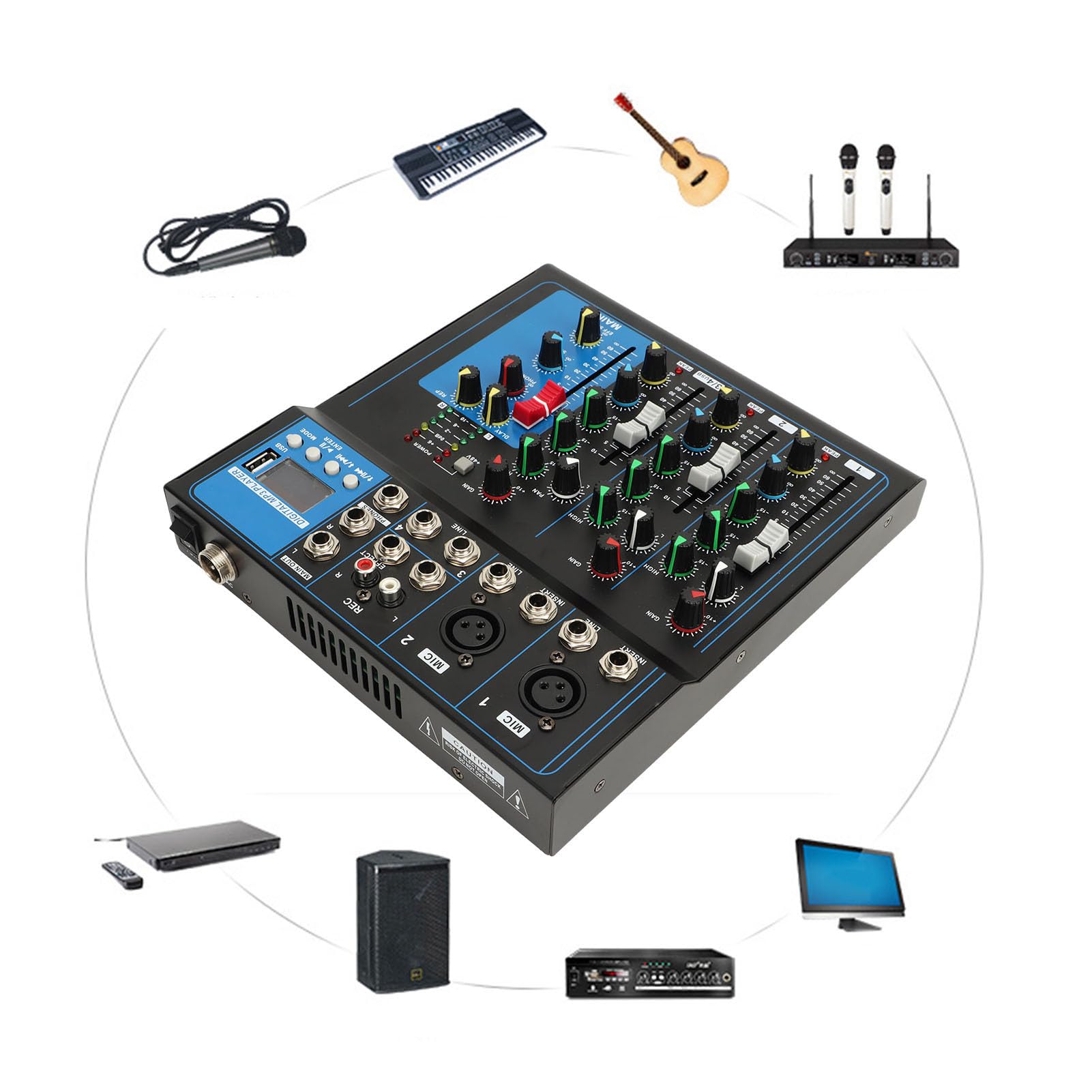 Mixer, Console per Tavola Armonica in Metallo con Regolazione Fine per Studio di Registrazione (Spina UE 220V)