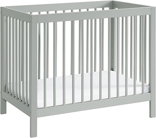 Oxford Baby Essentials Island Mini cuna convertible 4 en 1 con husillos redondos, gris, certificado GreenGuard Gold