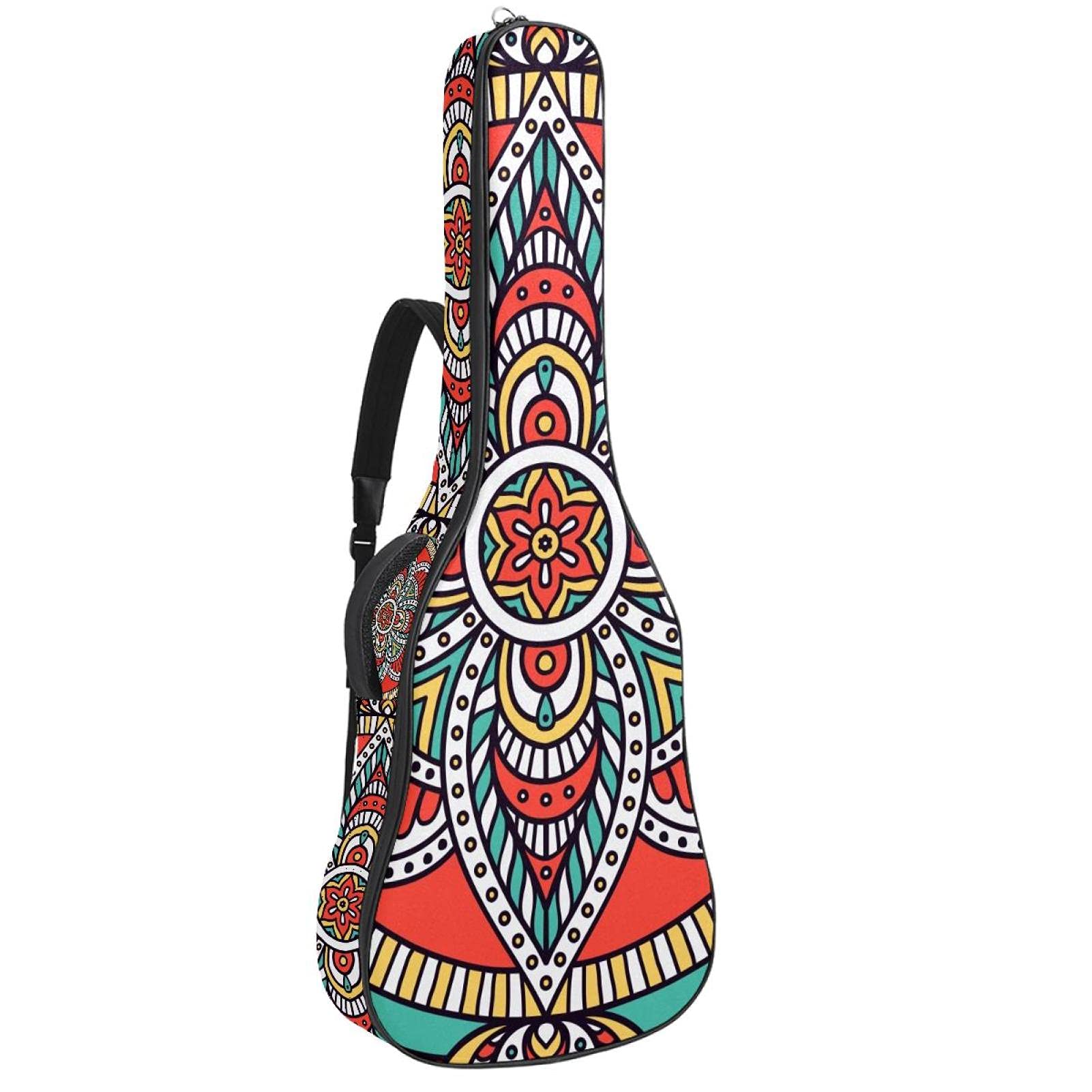 Étui souple pour guitare basse avec boucle de suspension arrière pour guitare électrique, psychédélique - Rembourrage de sécurité épais - Psychédélique