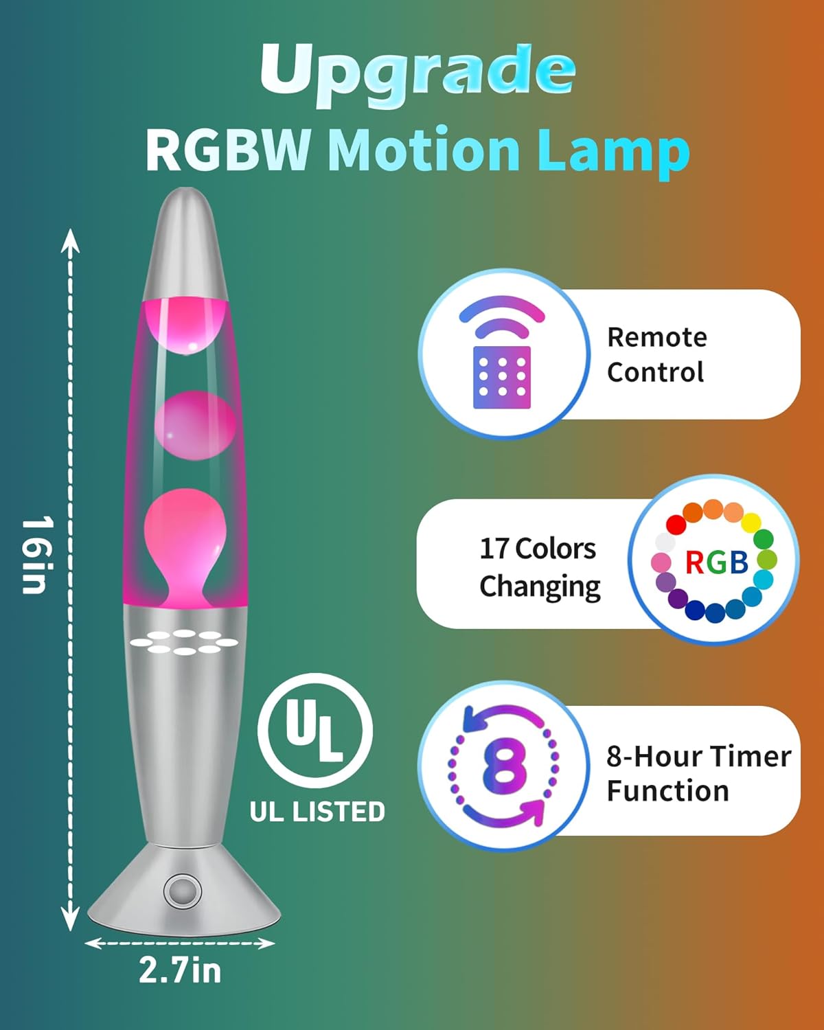 17 Colors Changing Liquid Motion Lamp with Remote: 16 Inch Pink LED Night Light for Kids Adults - Relaxing Table lamp for Bedroom Office - Glitter Mood Lighting for Home Decor Christmas Decorations