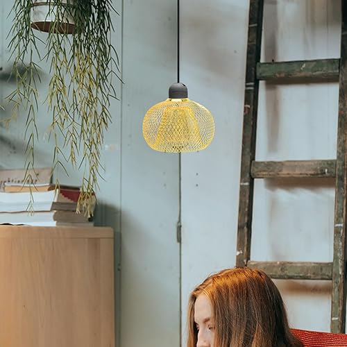 Miniatura 9 de LIFKOME Pantalla de alambre de hierro para lámpara geométrica, cubierta de luz hueca de metal, protector de jaula de bombilla para el hogar, bar,