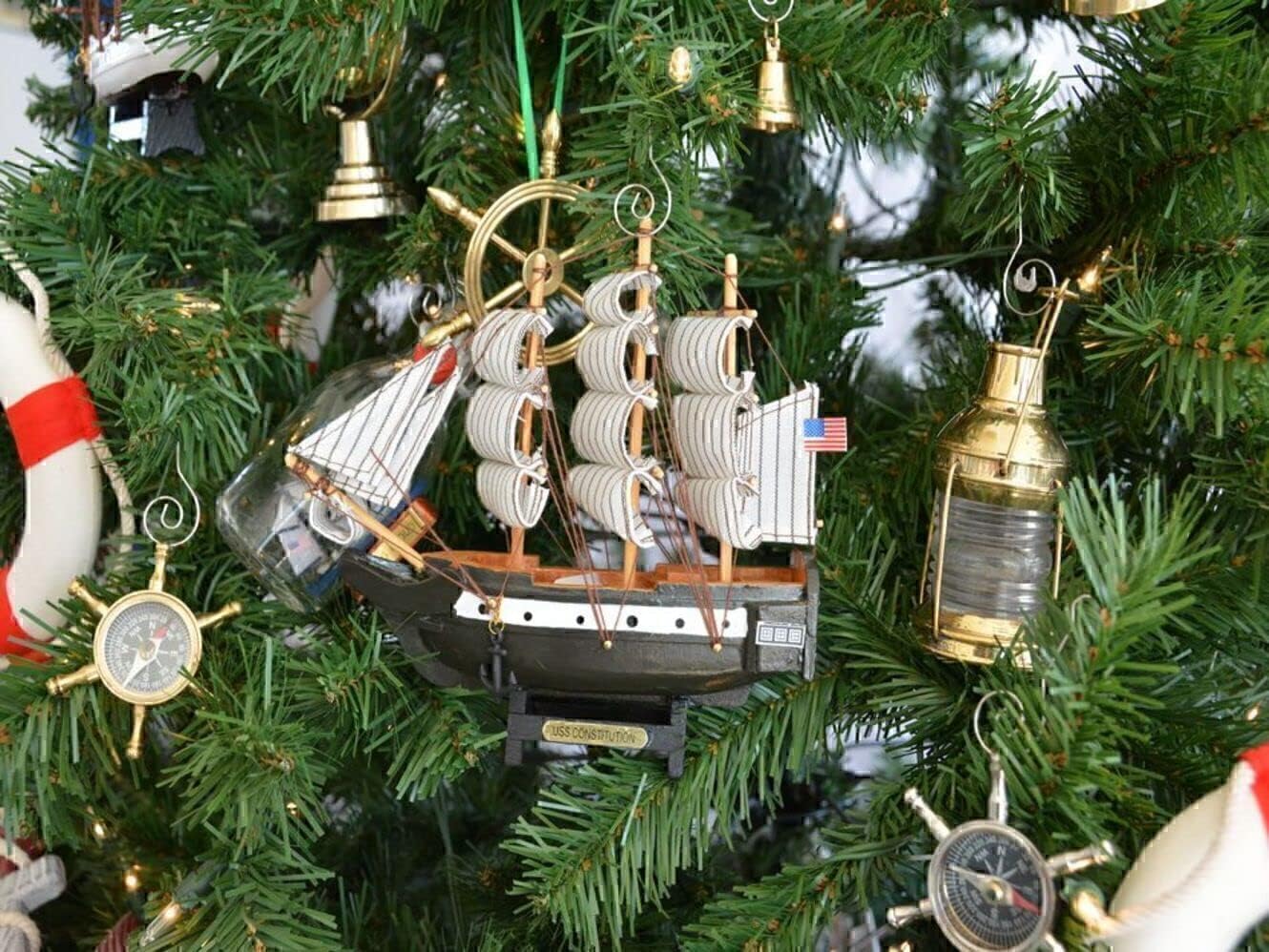 Hampton Nautical USS Constitution Model Ship Christmas Tree