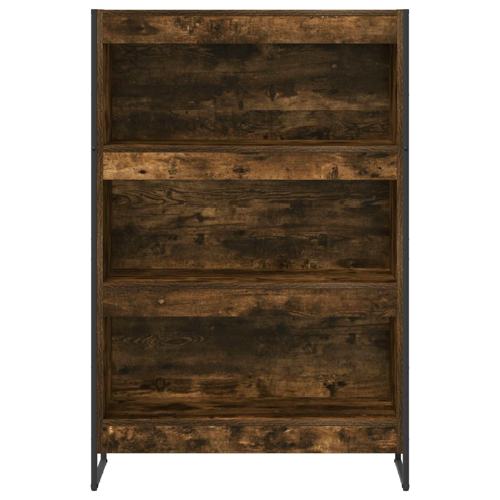 Raucharbe Regał na książki 80 x 30 x 121 cm, przemysłowy regał stojący z materiału drewnopochodnego ze stalowymi nogami, otwarty regał do salonu, biura i domu