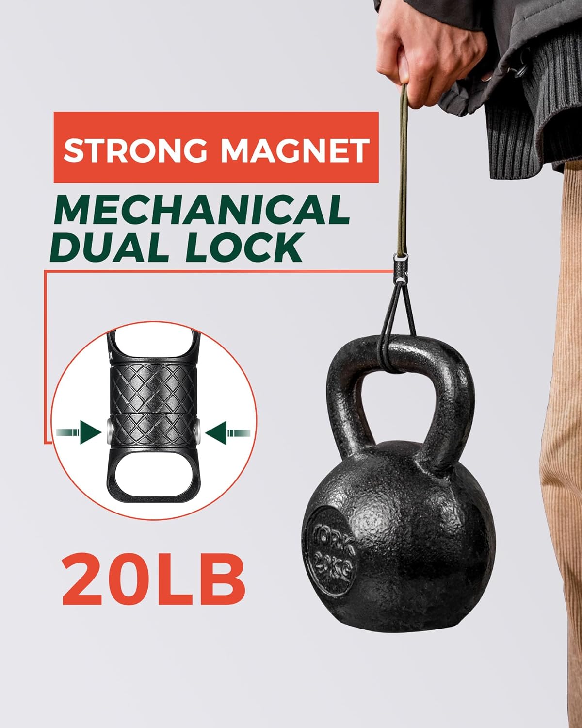 Magnetic Quick Release Keychain, Heavy Duty Detachable Magnetic Key Chain Holder-Dual Safety Lock & 360° Swivel