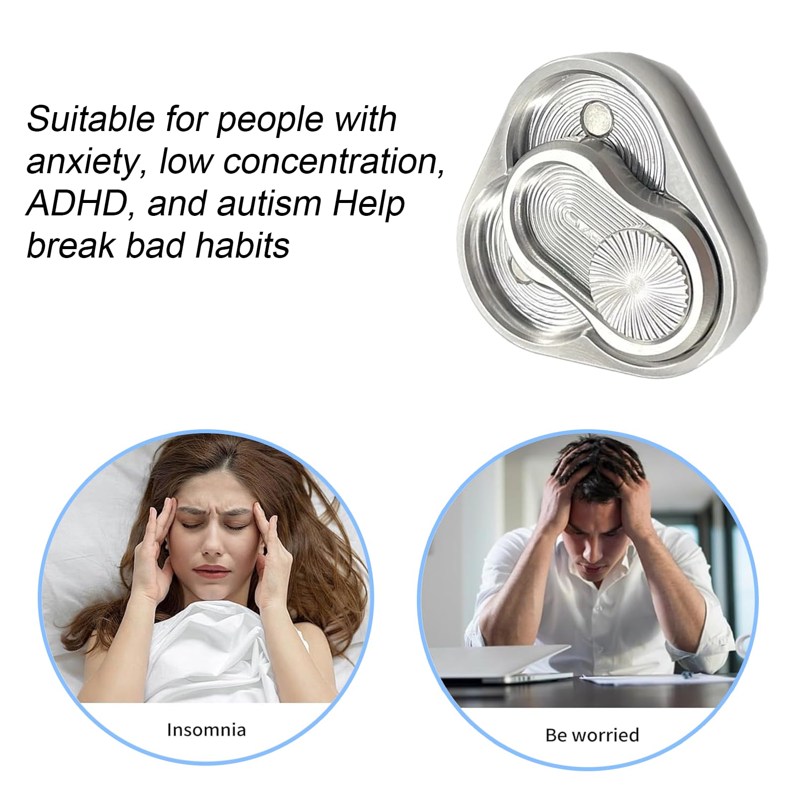 Magnetic Metal Fidget Toy for Adults Silver Triangular Spinner Slider for ADHD Stress Relief, Anxiety, Office Desk Toy - Image 4