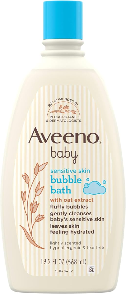 Baño de burbujas para piel sensible con extracto de avena, 19.2 fl oz | Limpia suavemente y deja la piel con una sensación hidratada, fórmula sin lágrimas, hipoalergénica, sin parabenos, ftalatos, jabones ni colorantes añadidos.