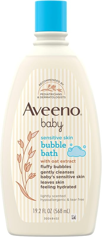 Baño de burbujas para piel sensible con extracto de avena, 19.2 fl oz | Limpia suavemente y deja la piel con una sensación hidratada, fórmula sin lágrimas, hipoalergénica, sin parabenos, ftalatos, jabones ni colorantes añadidos.