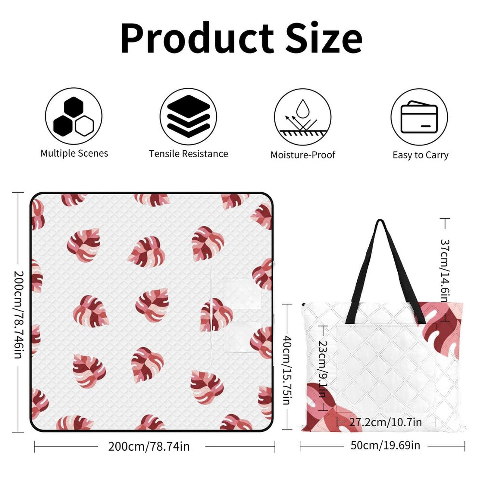 3D Stampa Turtle Backed Bamboo Pink Coperta Picnic Impermeabile Stuoia Spiaggia Pieghevole Coperta Da Picnic Per Spiaggia Campeggio Pic-nic Attività All'aperto 200x200cm