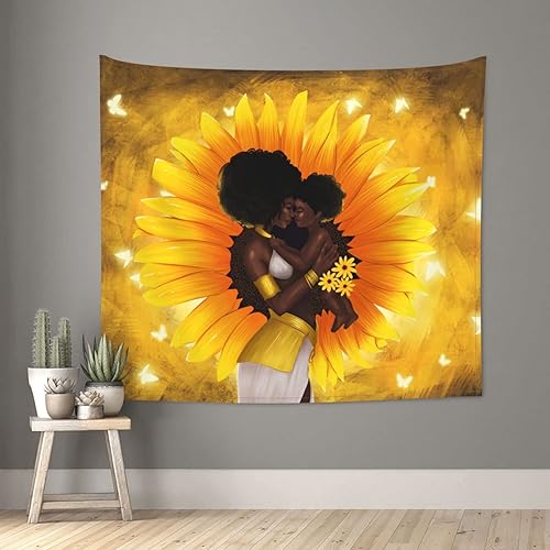 Miniatura 2 de Kathonex Tapiz afroamericano para colgar en la pared, para mamá e hija, para dormitorio, sala de estar, dormitorio, 60 x 80 pulgadas