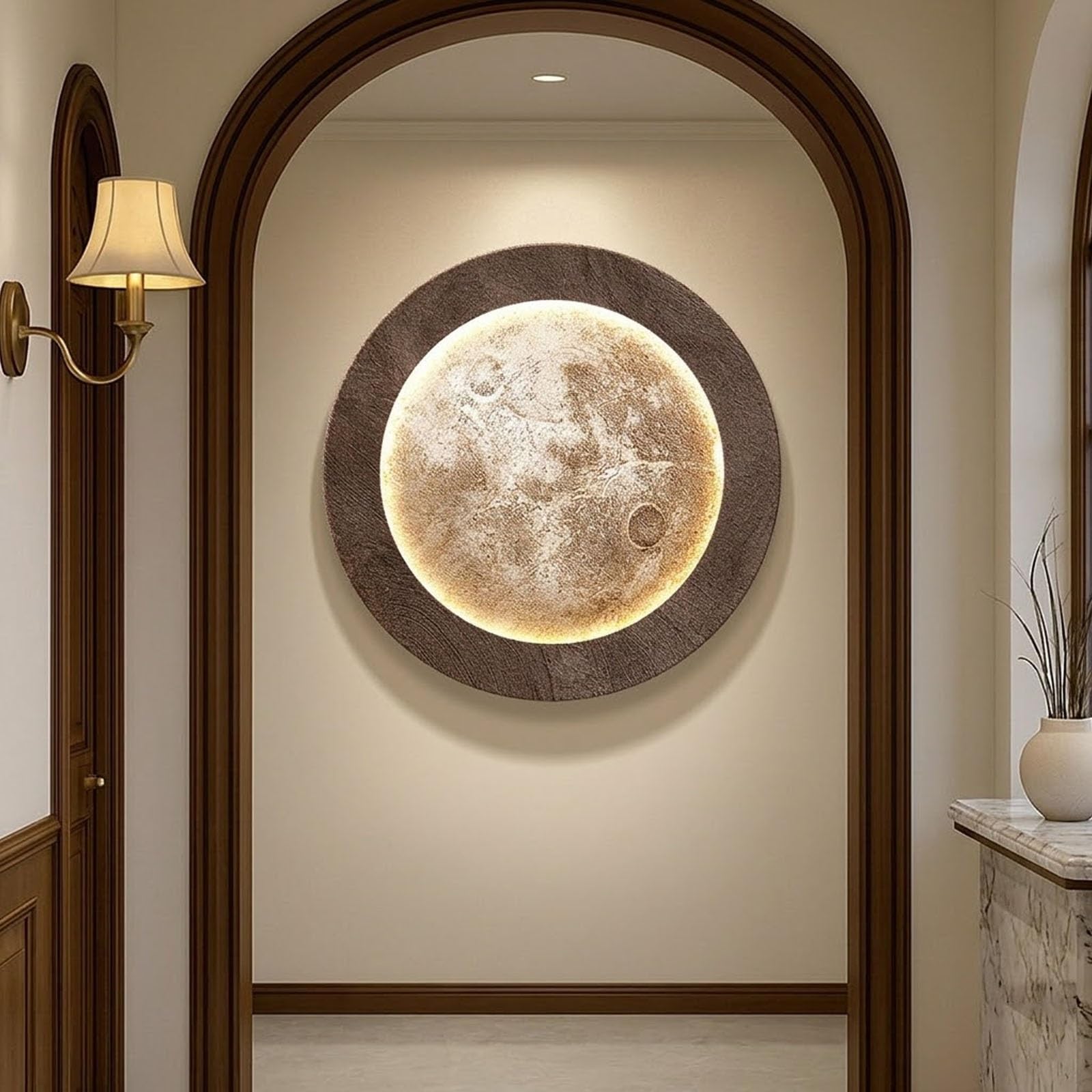 RASJCGRCOA 3d wall led decor sandstone art painting, plug-in power supply, large-scale mounted modern sculpture,remote control, entrance foyer decorative painting(B,35.4 * 35.4in/90 * 90cm)