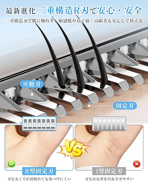 【2026美容家絶賛型】 シェーバー レディース 電気シェーバー 女性 メンズ 無痛脱毛 安全 VIO シェーバー 電動シェーバー 全身 3in1多機能ヘッド Type-C充電式 IPX7防水 乾湿両用 水洗い可 ボディシェーバー ムダ毛処理 脇 腕 VIO 男女兼用 軽量（ライトピンク） - 3