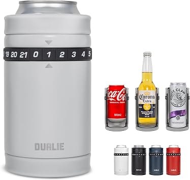 DUALIE Tracker Drink Cooler - Game Score Counter and 3 in 1 Insulated Can Cooler - 5 Colors - Universal Size for 12 oz Cans, Slim Cans, and Bottles