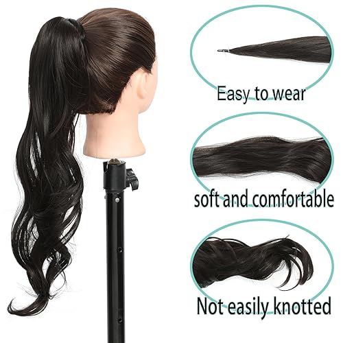 Miniatura 3 de Extensión de cola de caballo flexible envolvente, extensión de cabello rizado largo y rizado, extensiones de cabello para mujeres y mujeres, uso