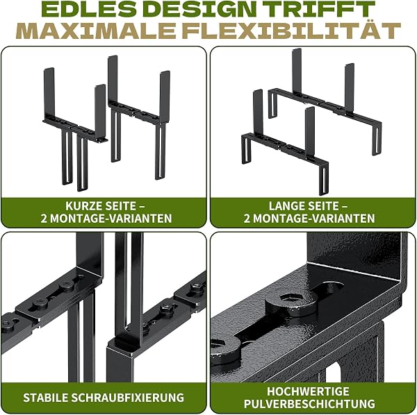Set of 6 H-shaped flower box brackets, no drilling, suitable for balcony railings from 1.5 to 32 cm and planters from 15 to 23 cm - 5