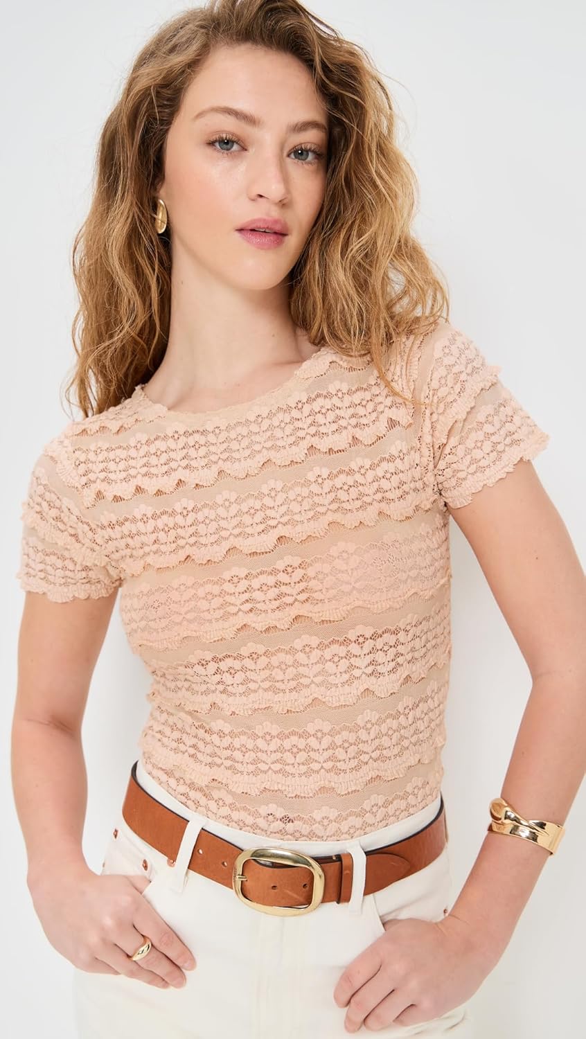 Free People Women's Angelina Lace Tee - Image 2