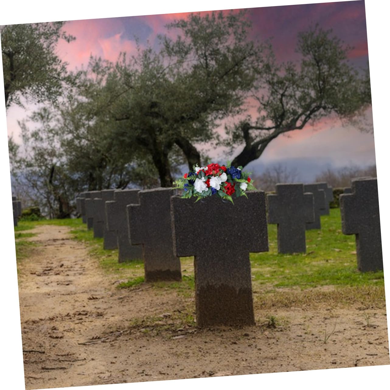 Fleurs Artificielles pour Cimetière Décoratives, Légères et Résistantes la Décoloration Extérieure, Adaptées aux Tombes et Pierres Tombales Ambiance Élégante et Solennelle