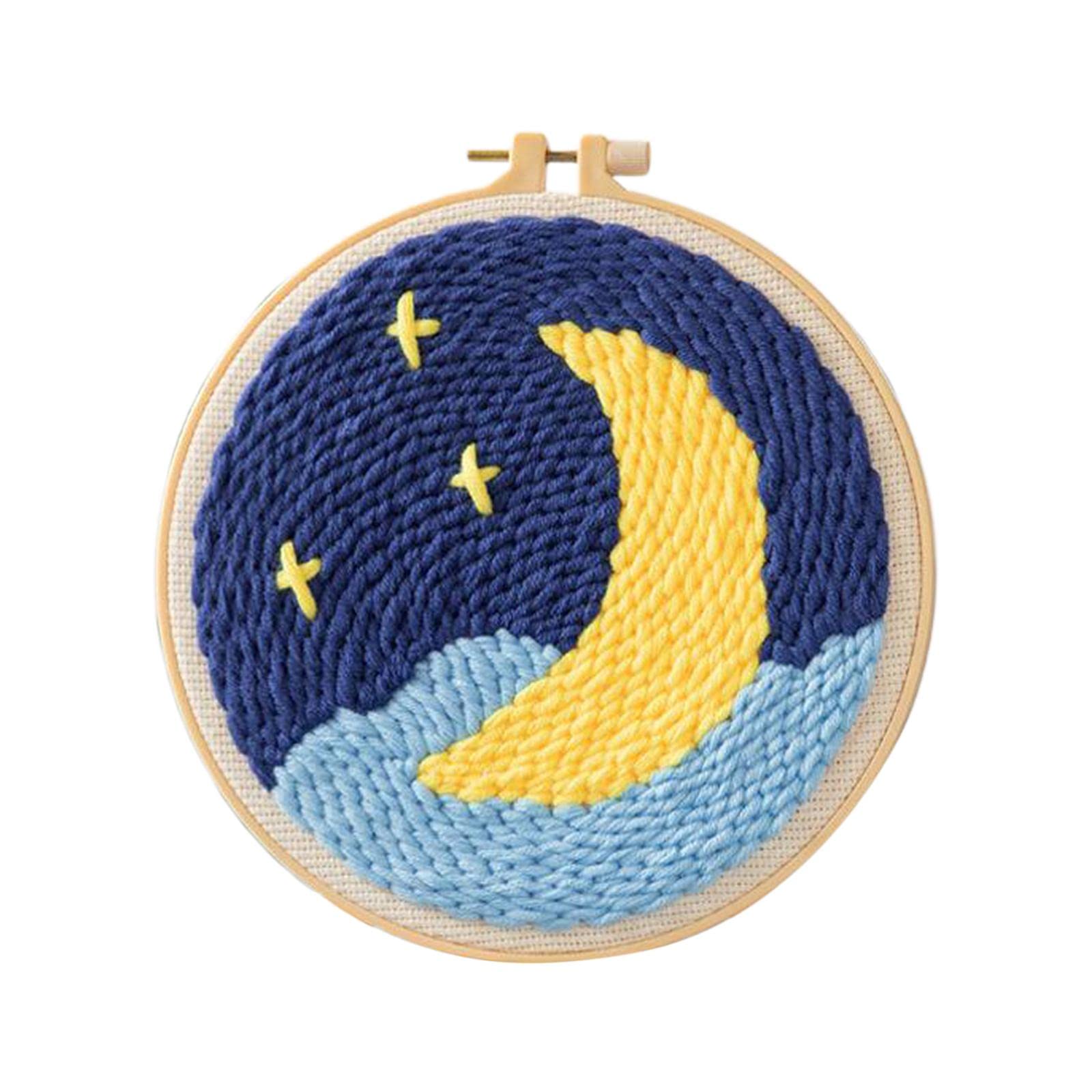 LOOM TREE® Moon Star Punch Needle Kit Soft Yarn DIY Needlework Embroidery Craft E Needlecrafts & Yarn | Embroidery & Cross Stitch | Hand Embroidery Kits | Punch Needle Kits