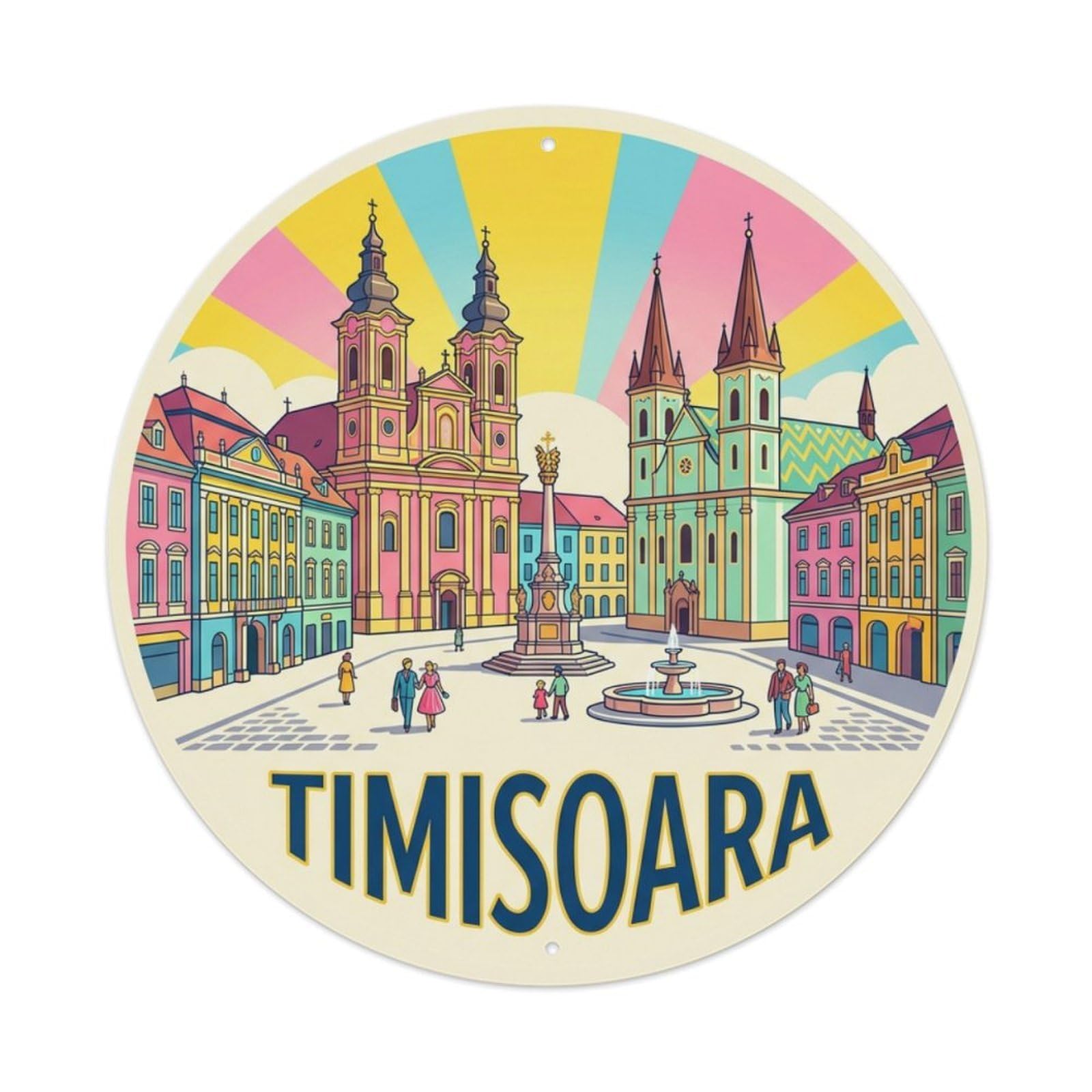 Metal Tin Sign Retro Travel Romania Timisoara