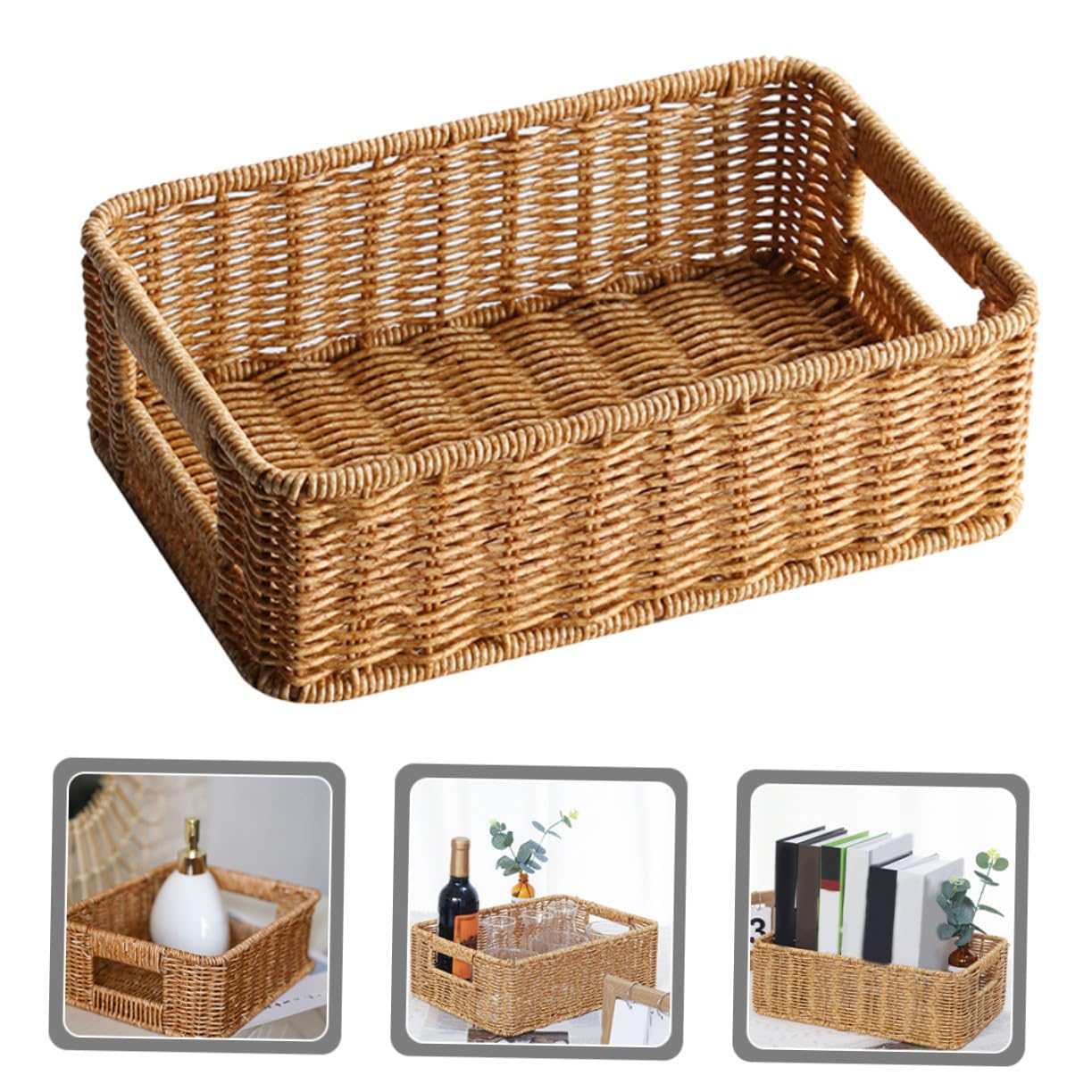 Gewebter Aufbewahrungskorb 26x17x8cm aus Pp und Eisen