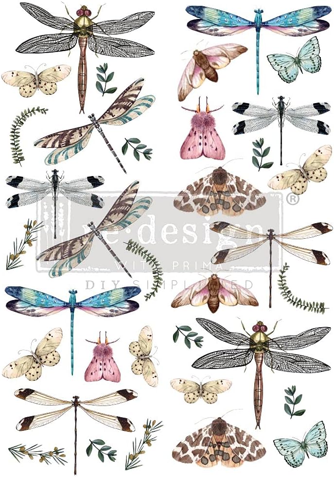 Redesign Décor Transfers® Riverbed Dragonflies 24x35,Wall Decals DIY Wallpaper Wall Stickers Murals Decor Furniture Decoration