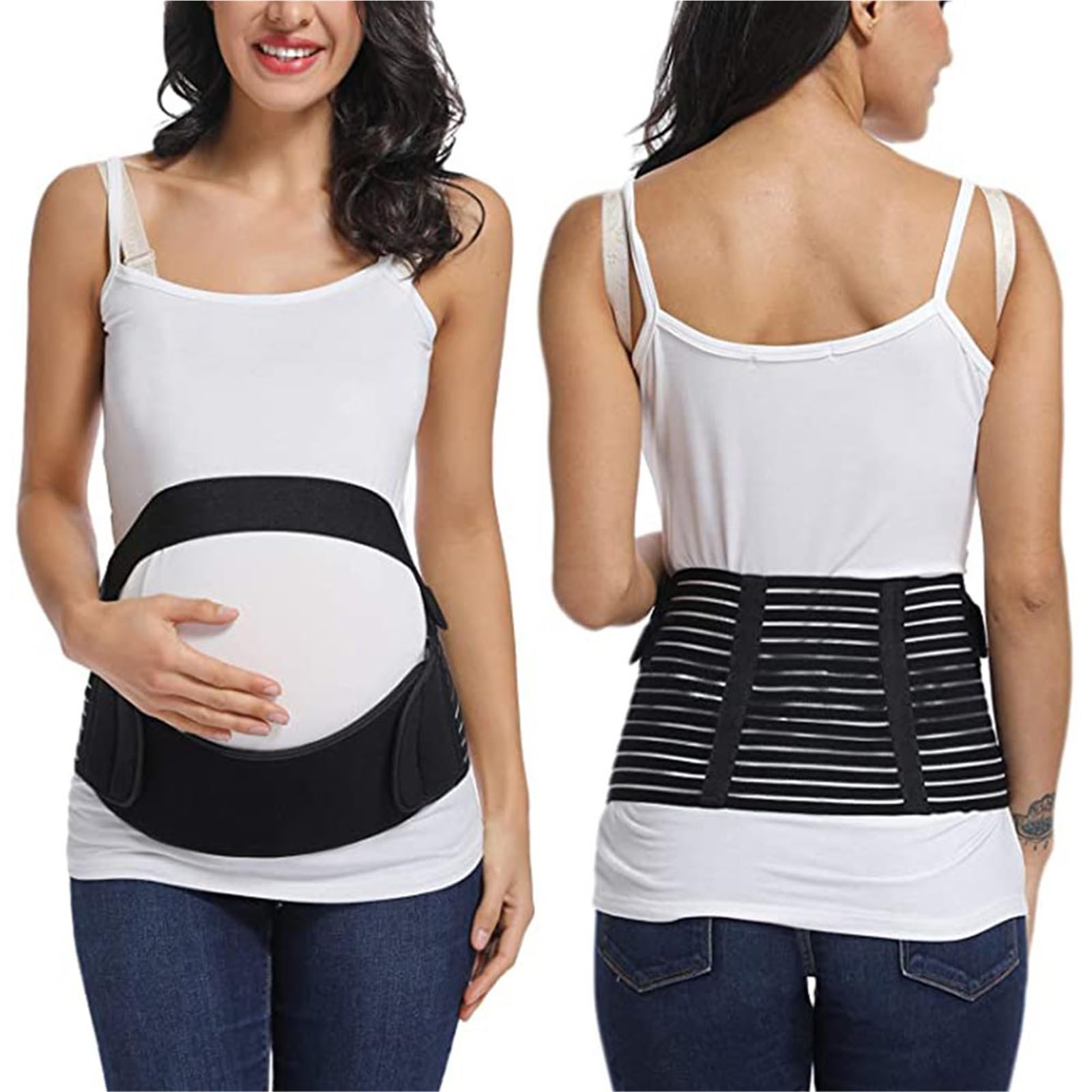 Pancera Gravidanza Supporto for la vita della cintura addominale premaman | Addome, fascia for la pancia, protezione for la schiena, vestiti premaman in gravidanza(White,L)
