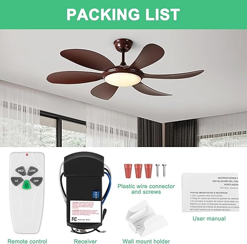 Miniatura 7 de Kit de control remoto universal para ventilador de techo, apto para actualizar la mayoría de las marcas de ventiladores de techo de 3 velocidades de