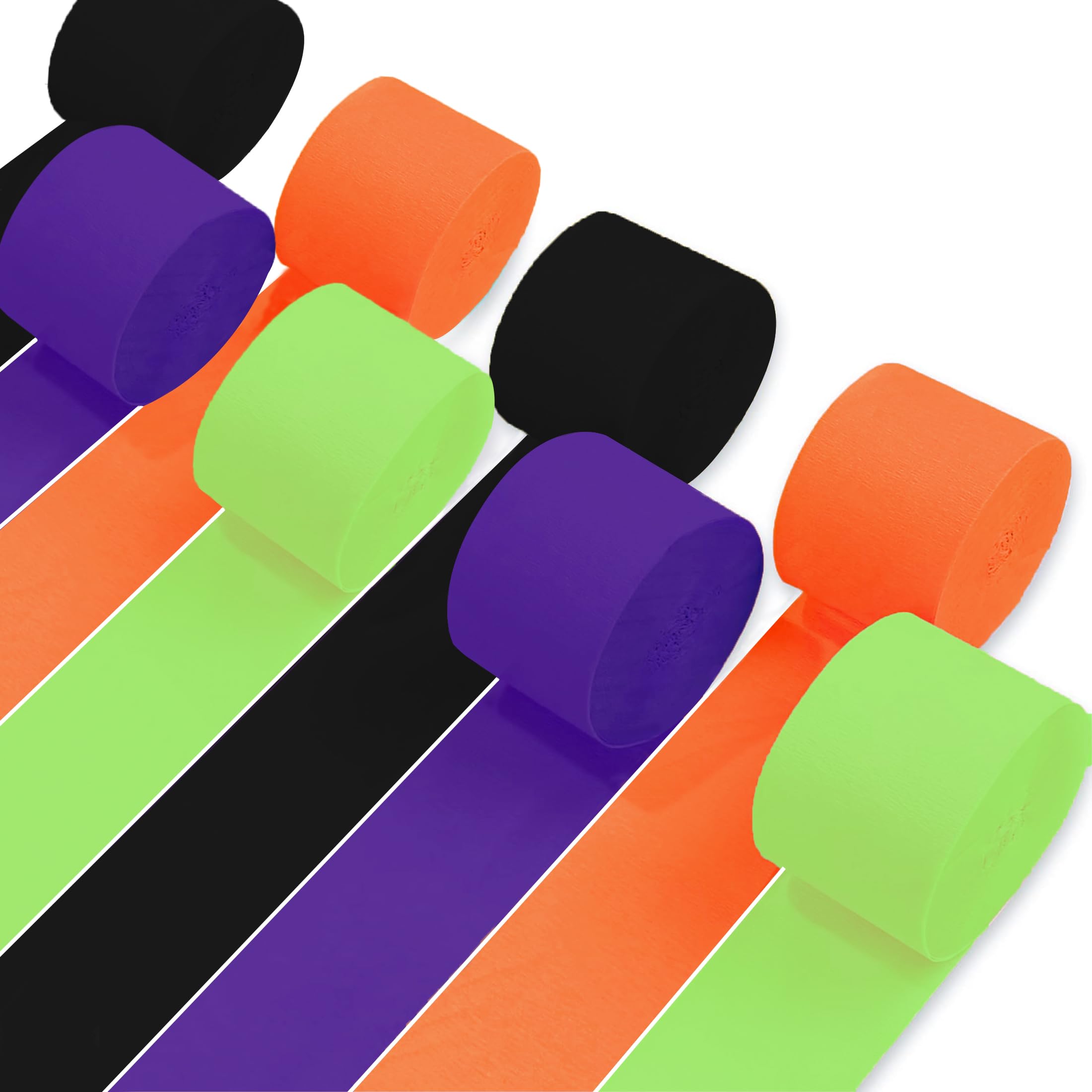8 Rolls Halloween Crepe Paper Streamers Purple Green Orange Balck Streamers for Halloween Party Decorations Birthday Baby Shower Gender Reveal Graduation Party Decorations DIY Crafts