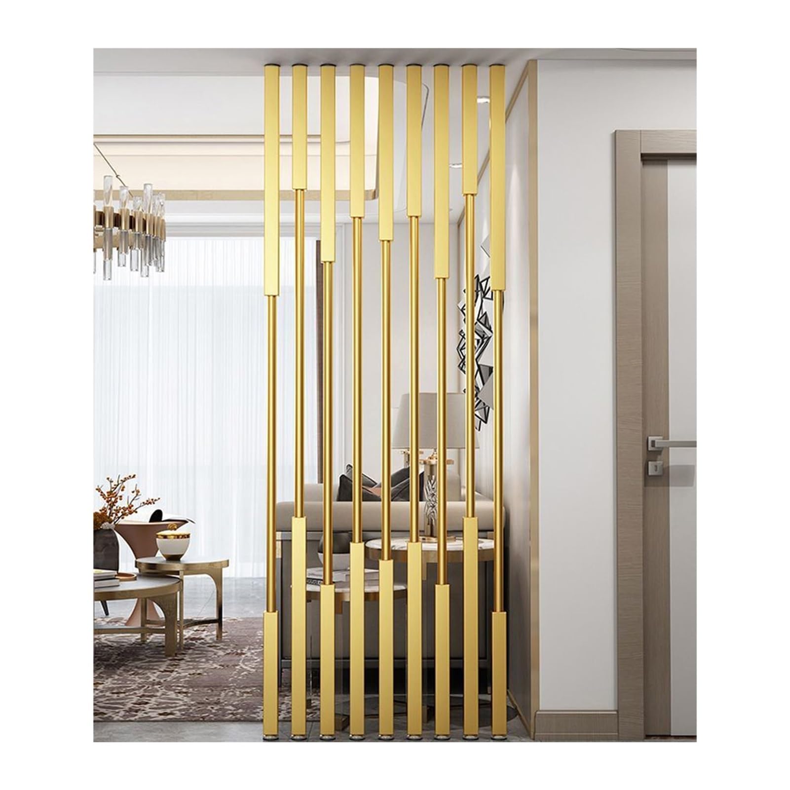 Paravent rond en métal doré hauteur 75cm avec socle pour entrée simple