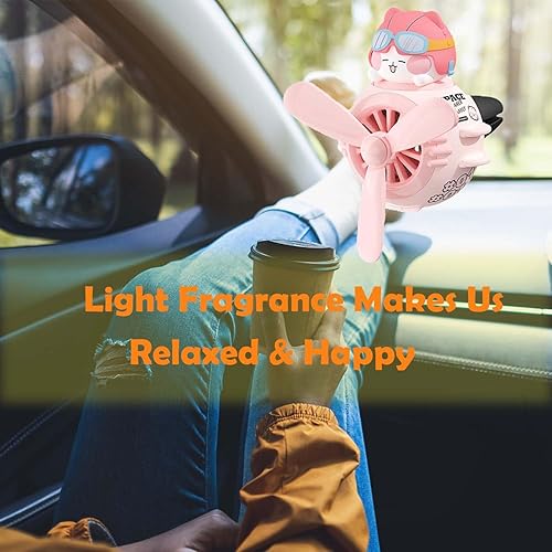 Miniatura 6 de Ambientadores para automóvil, lindo difusor de coche de gato piloto, hélice giratoria, ventilador de salida de aire automotriz de dibujos animados,