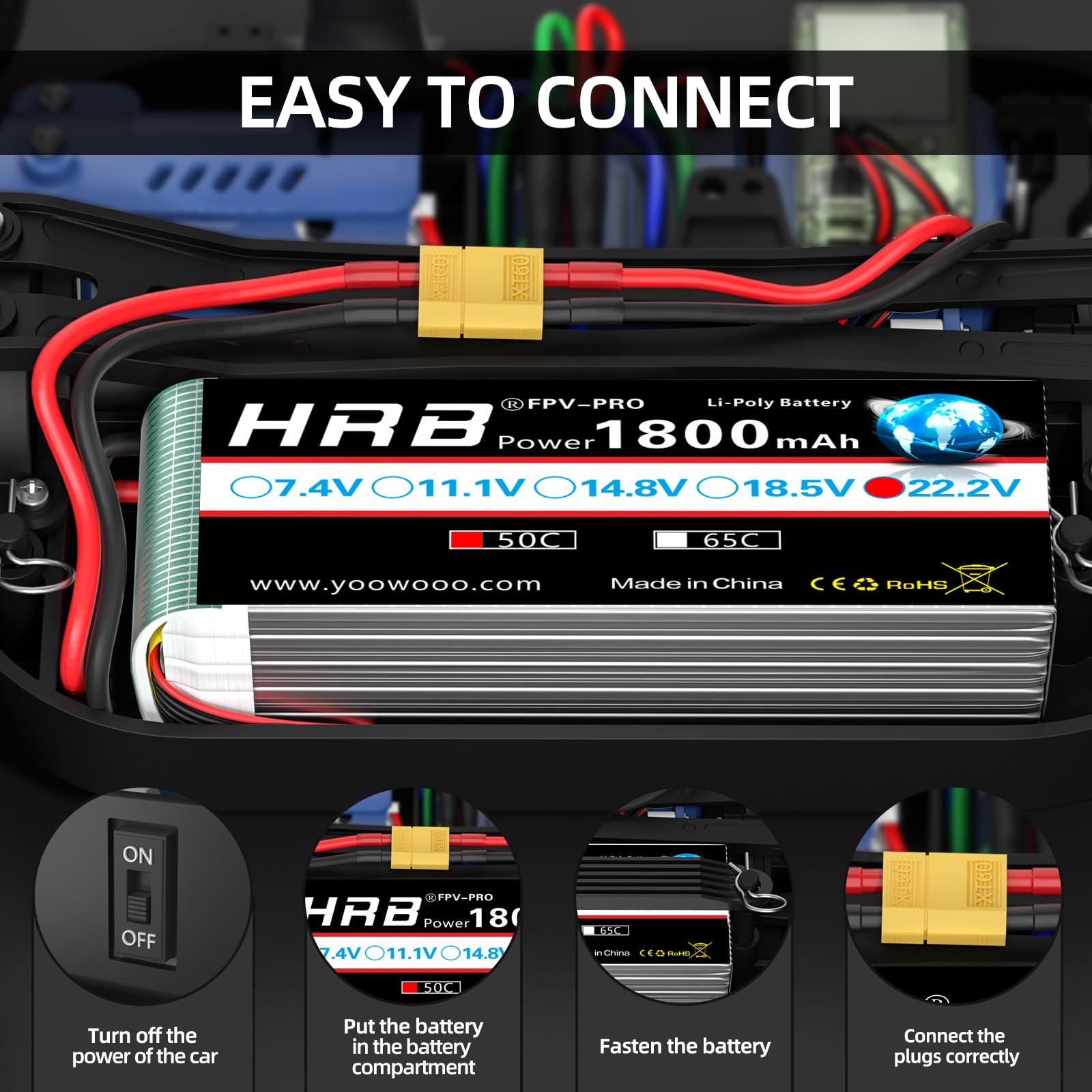 Amazon.com: HRB 6S 1800mAh Lipo Battery with XT60 Plug 50C 22.2V