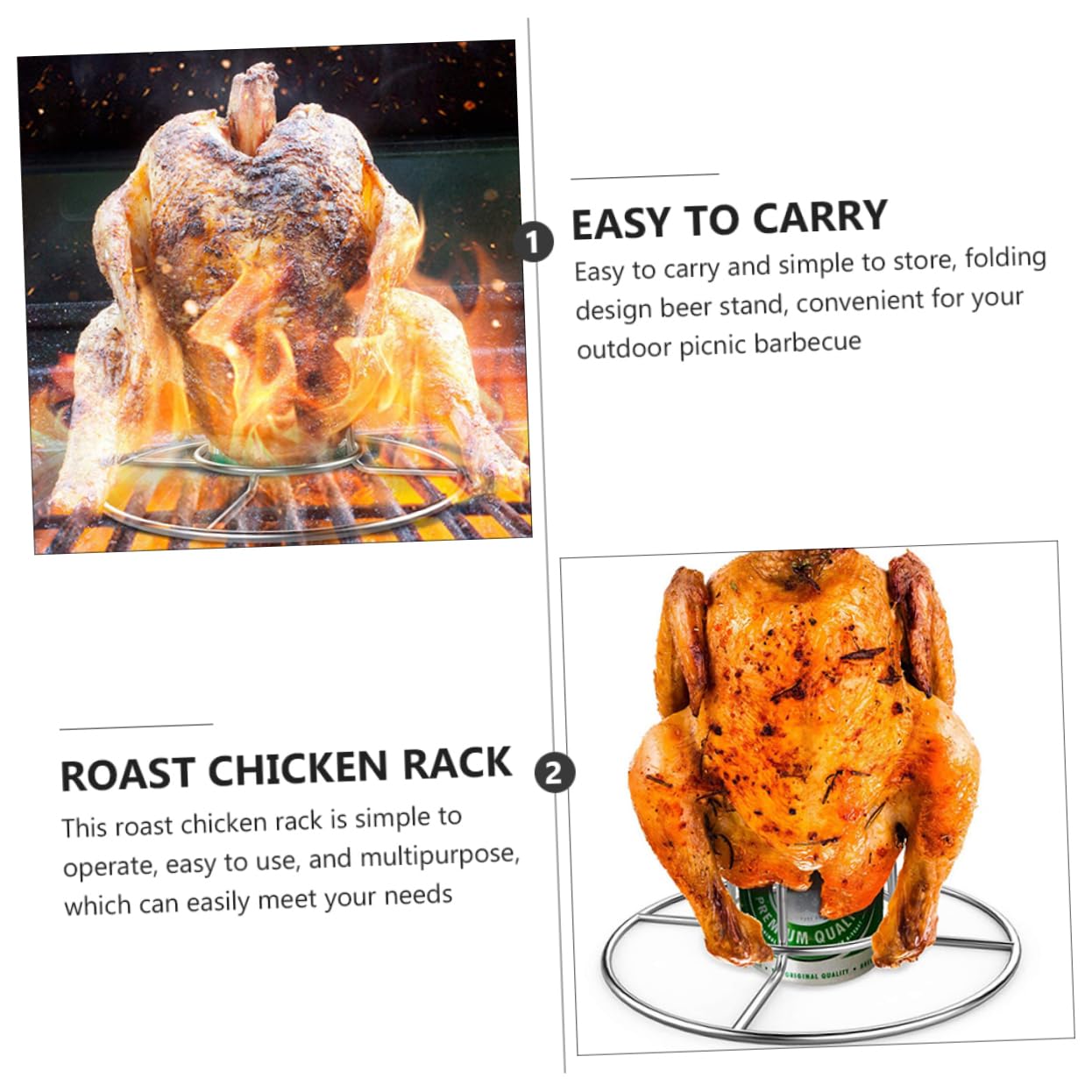 Toddmomy 2pezzi Acciaio Inox per Pollo Supporto Rotondo per Birra per Arrostire Pollo in Modo Uniforme Pratica per Barbecue e Cottura