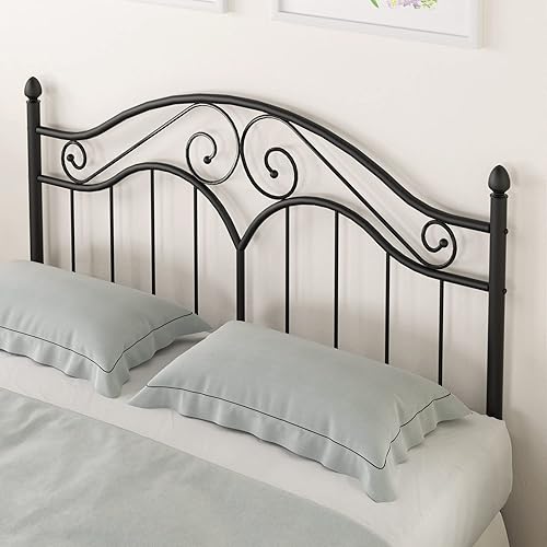 Miniatura 5 de Elephance Base de cama de metal tamaño Queen con cabecera vintage, plataforma de almacenamiento de 11 pulgadas, no necesita somier, fácil montaje,