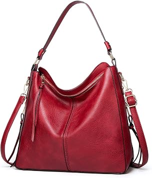 Cicilin Womens Handbags Hobo Shoulder Bags Large Designer Ladies PU Leather Purse and Bag red