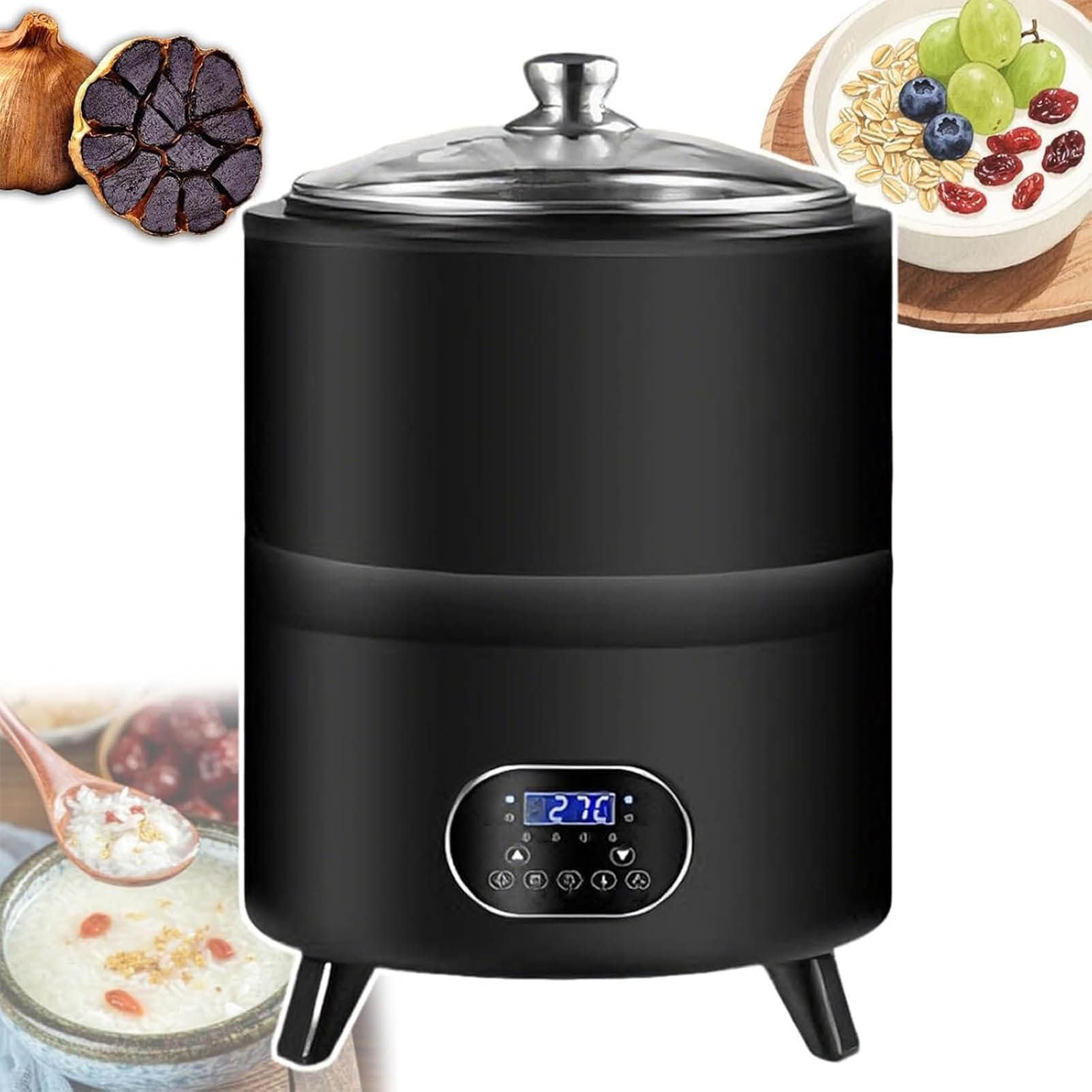 LJLYYDS Yogurt Fermentation Machine, Automatic Electric Yogurt Maker with Temp Control, 8l/12l Large Capacity, 360° Constant Temp, Timer 0-24h, for Greek Yogurt, Sweet Rice Wine, Natto Black-12L