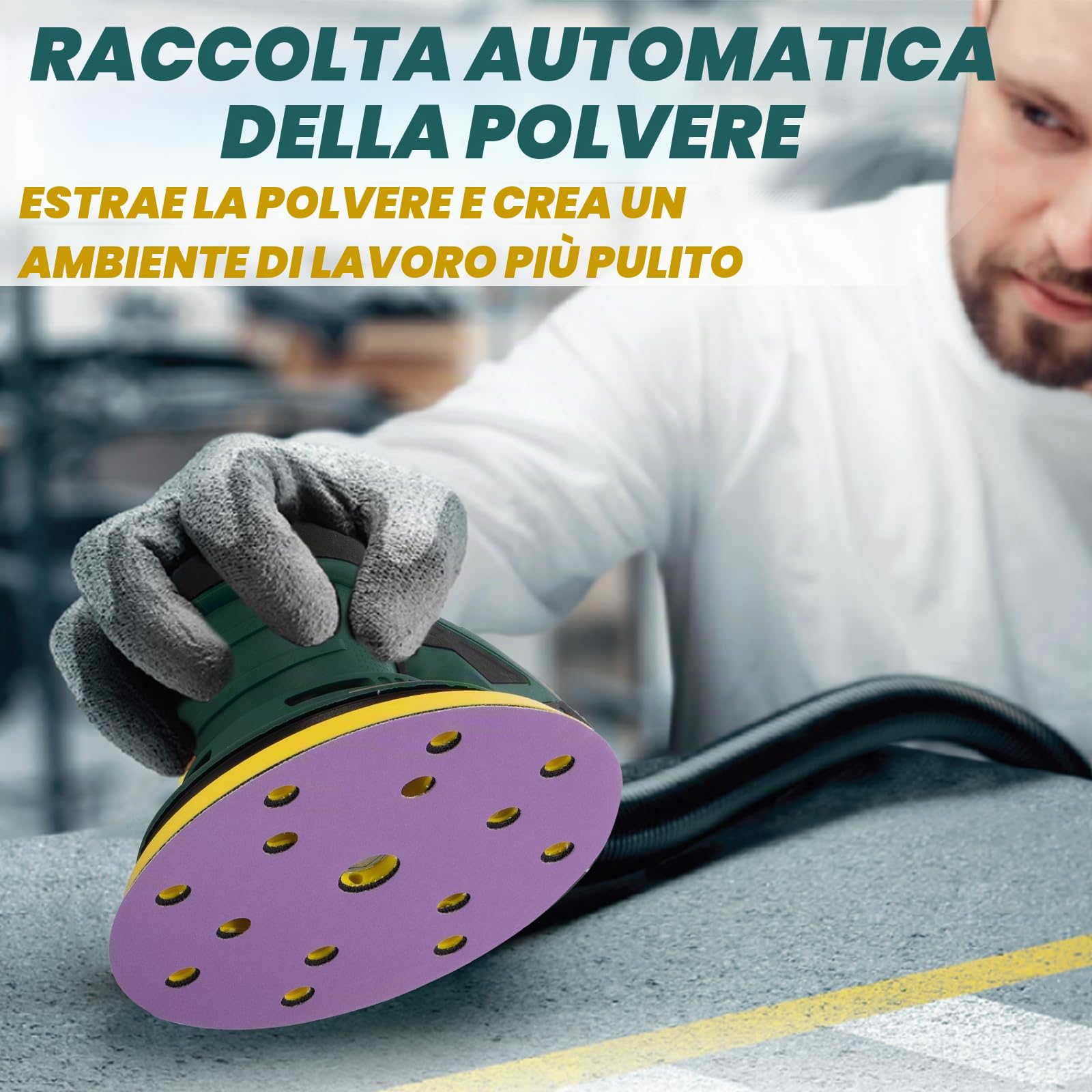 Levigatrice Orbitale Random, Potenza Senza Spazzole da 350W con Plateau Duali da 125/150mm, Velocità Variabile 4000-10.000 RPM, Bestia Senza Polvere per Lavori su Legno, Pavimenti, Auto