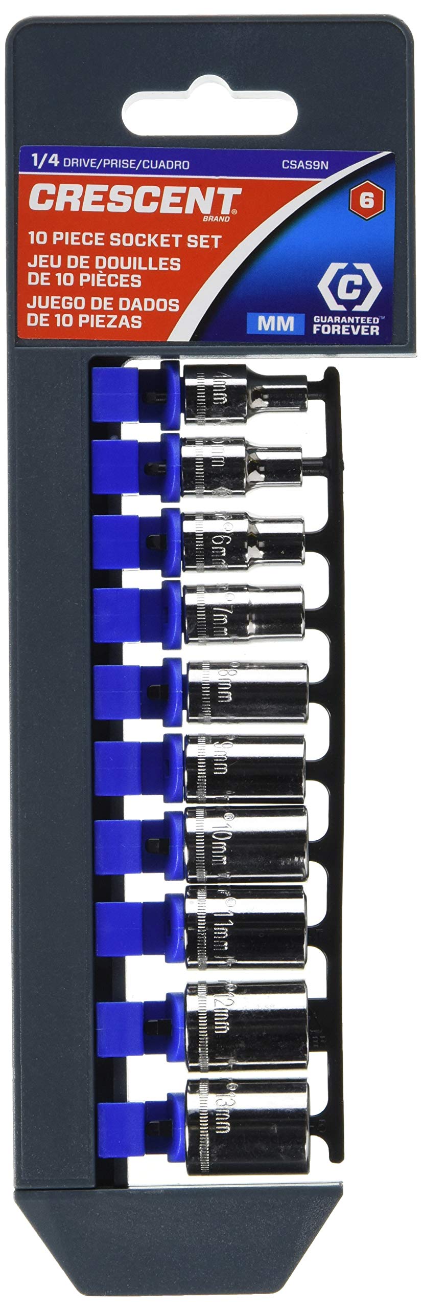 PSA10リソース#001 174 Crescent 1/4 in. X 1/4 in. drive SAE 6 Point Socket Set 10