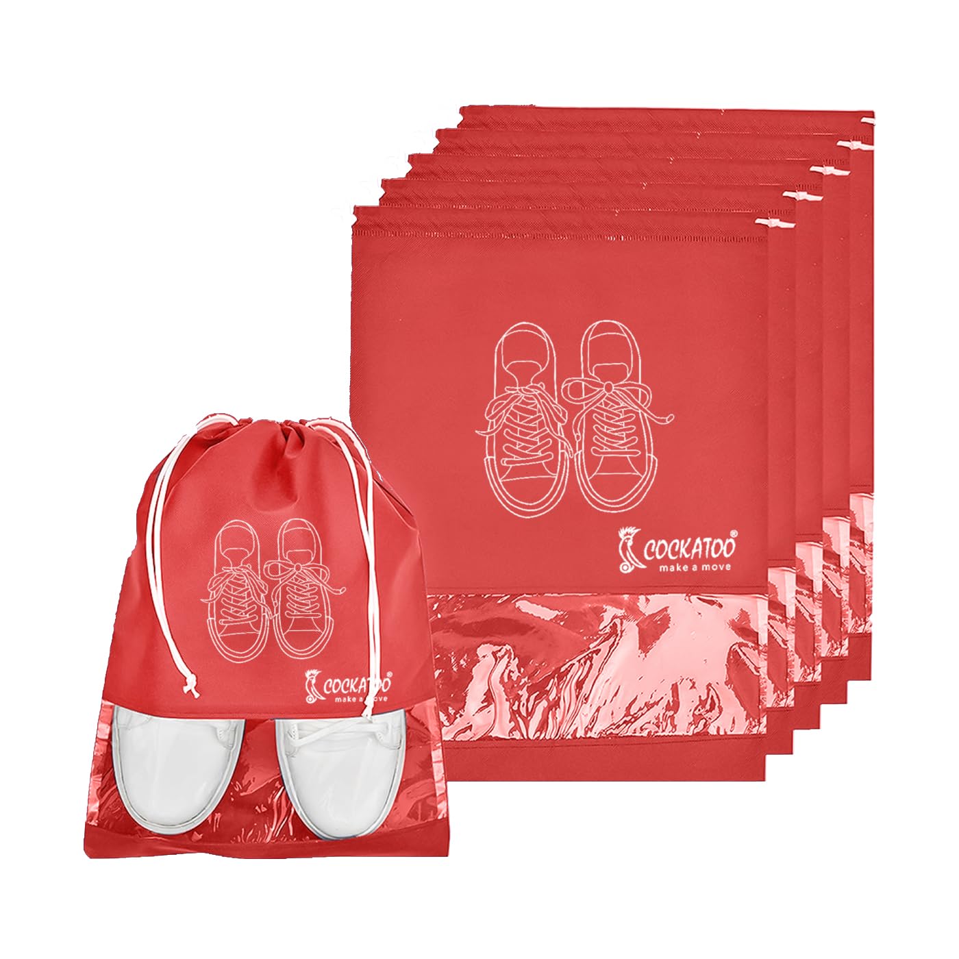 Cockatoo Bolsa de zapatos para viajes y almacenamiento, para mujeres y hombres, bolsa de almacenamiento de zapatos de viaje, bolsa organizadora de almacenamiento de zapatos, paquete de 6 bolsas para