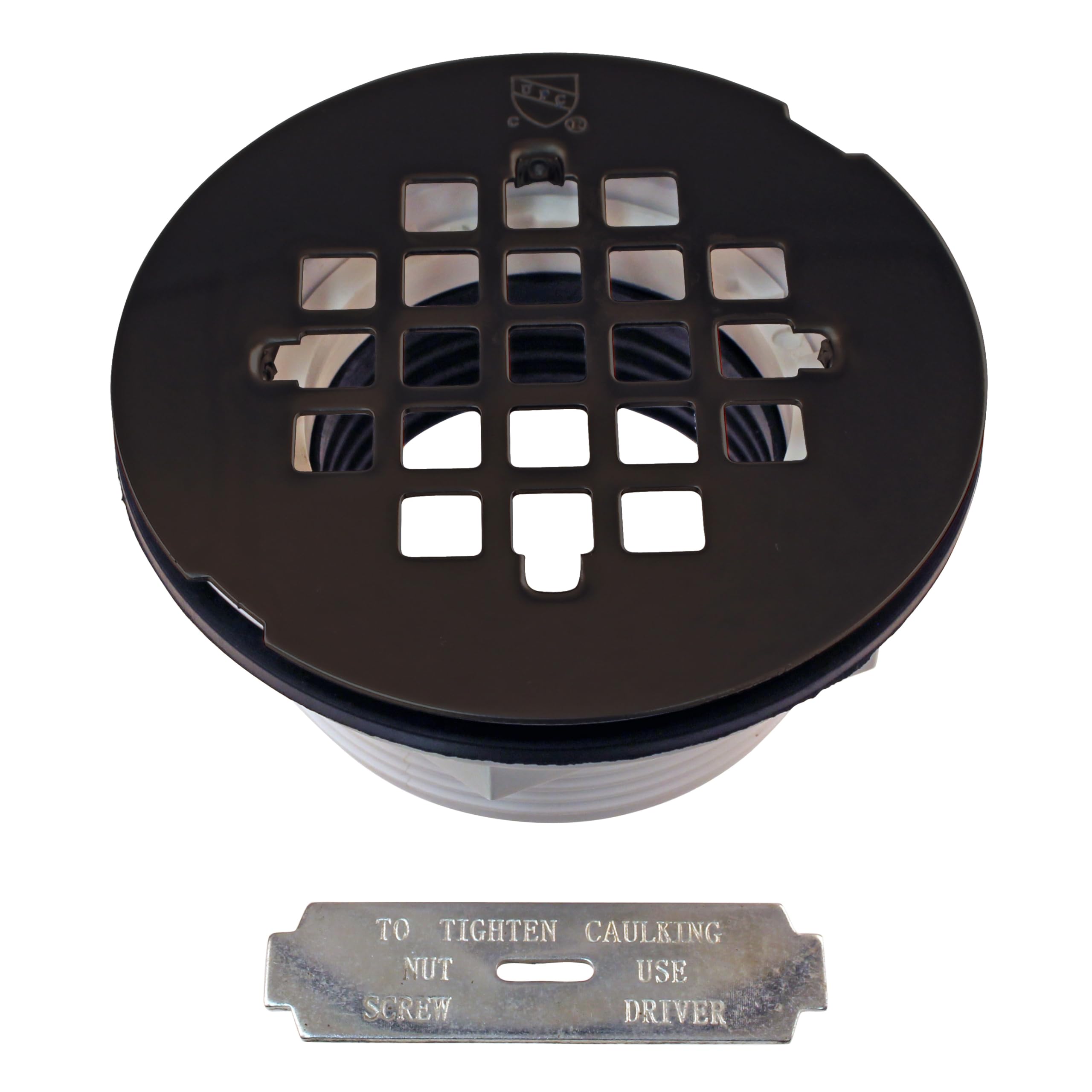Westbrass D206P-5-12 2" No-Caulk PVC Compression Shower Drain with 4-1/4" Round Grid Cover, Oil Rubbed Bronze (5-Pack)