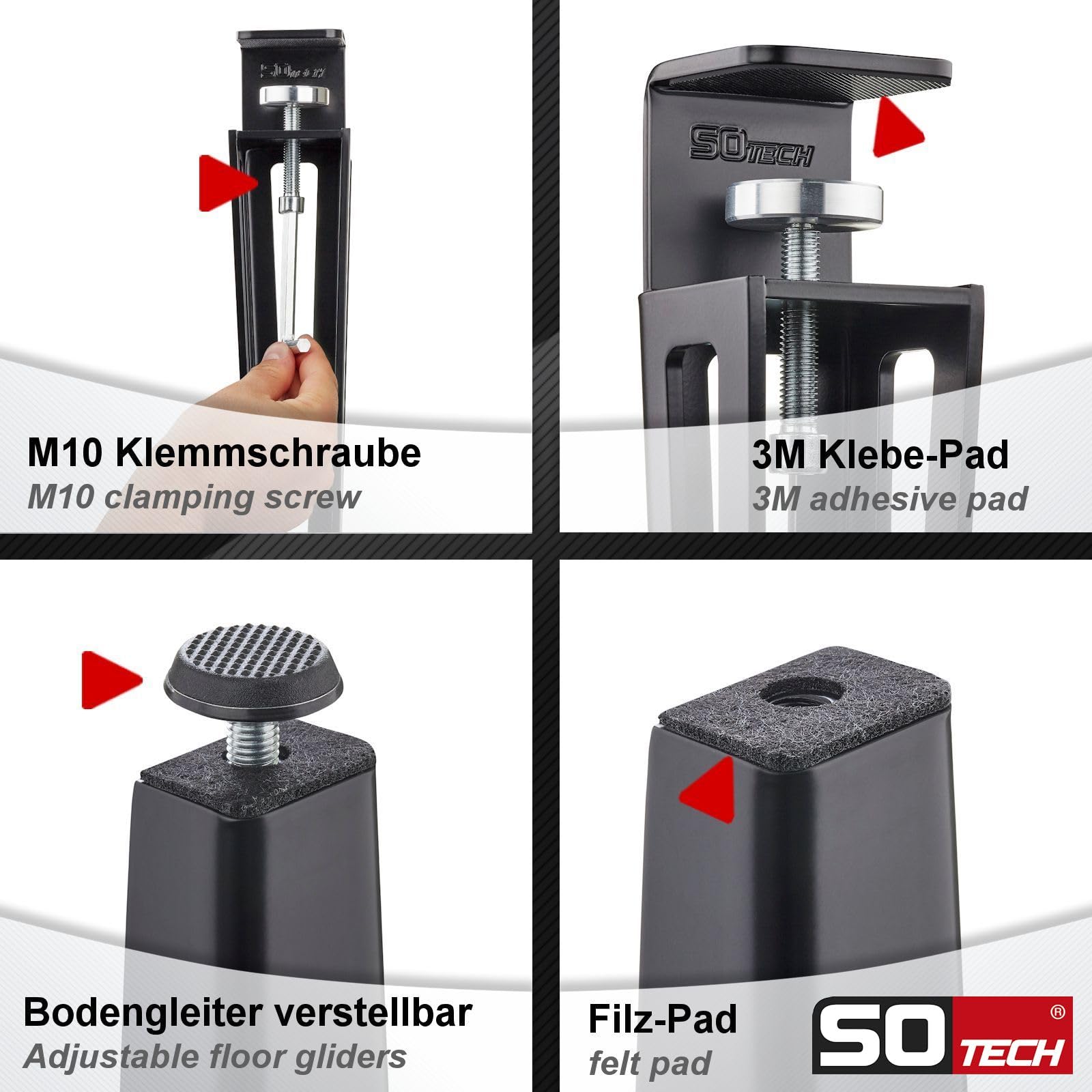 SO-TECH ® 4er Set Möbelfüße höhenverstellbar Bettfüße Sockelfüße Sofafüße Füße e
