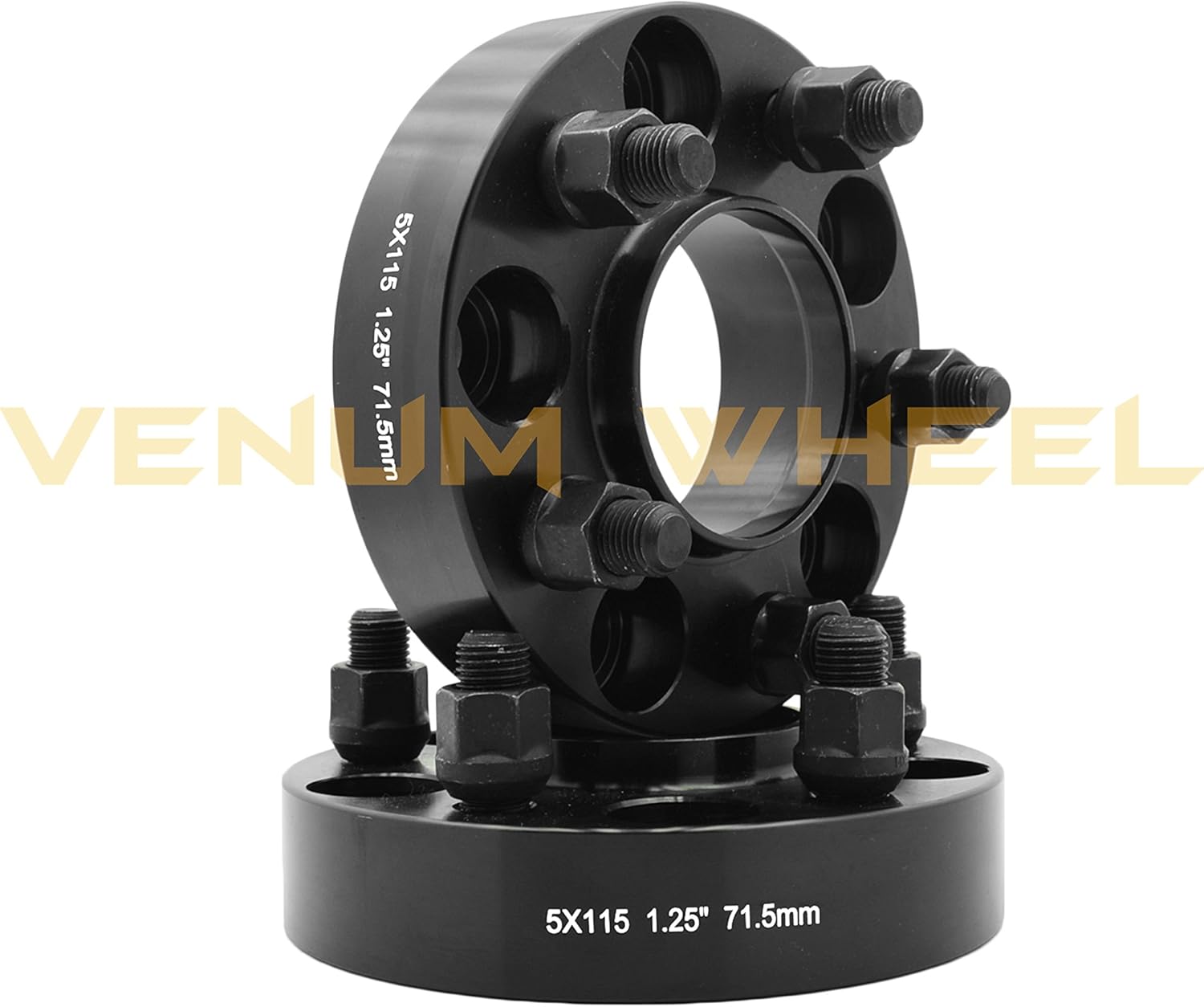 4 Pc 5x115 MM Black Hub Centric Wheel Spacers Adapters 1.25" Thick (31 MM) | 71.5 MM Hub | M14x1.5 Studs | Fits Dodge Charger Challenger Magnum | Hellcat Demon Srt-8 Scatpack R/T S/E L/X Models