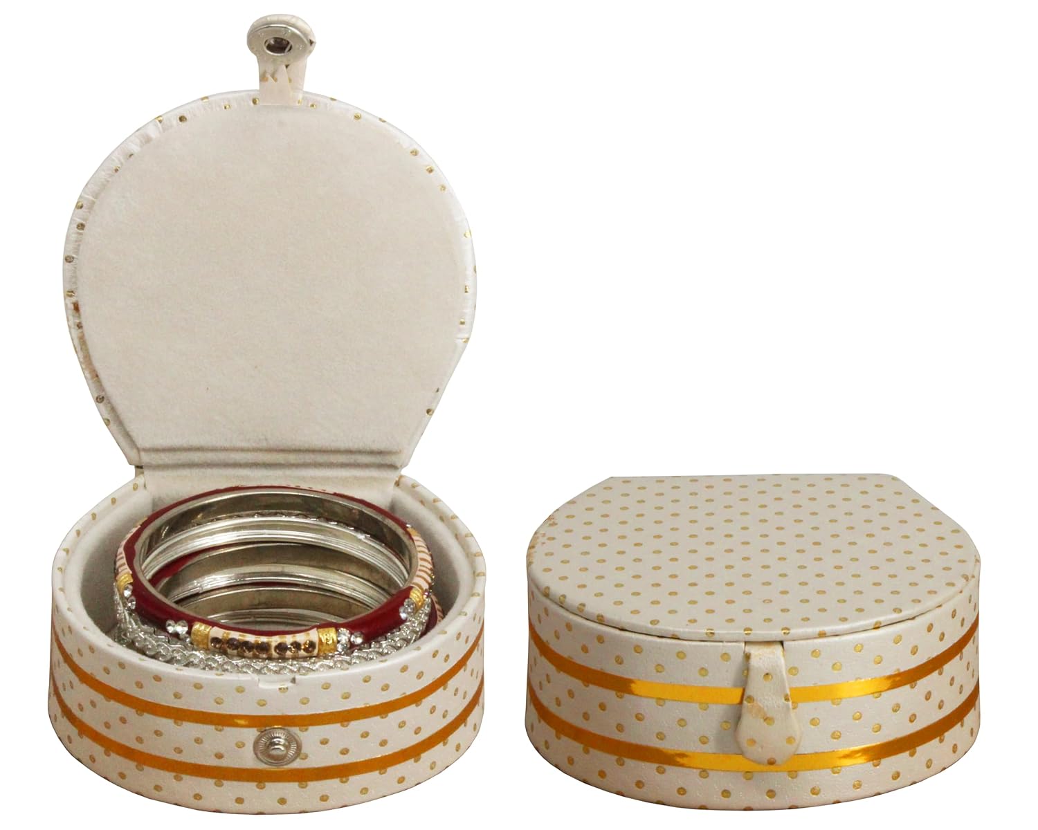atorakushon Fabric Cream Jewellery Storage Box Travel Bangles Organizer For Women's Pack of 2 - Review, Price and Buying Guide