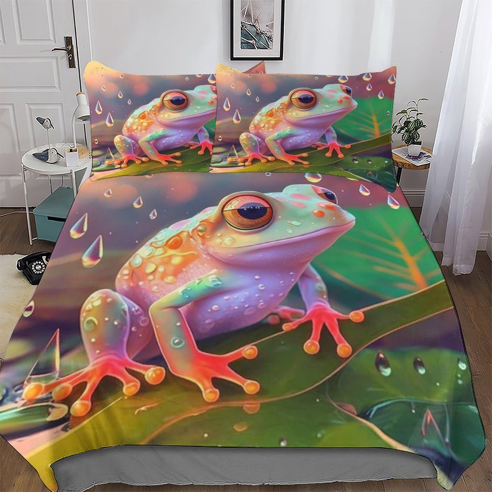 Housse de couette grenouille en microfibre pour décorer une chambre d'enfant