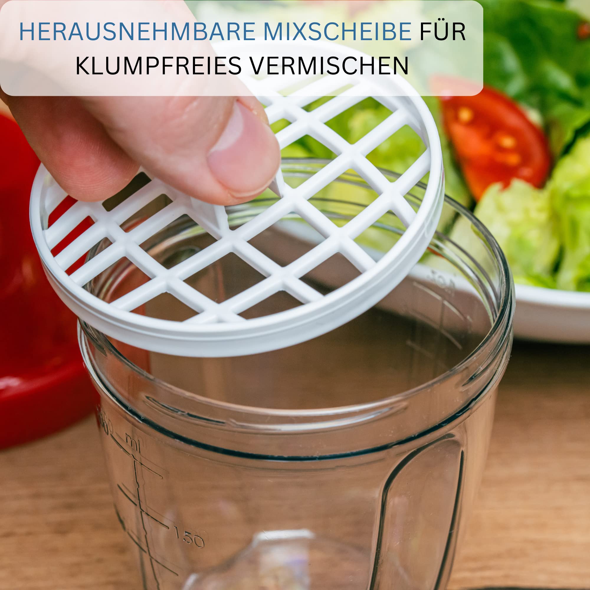 Westmark Mixbeker/shaker met verwijderbare mengschijf, inhoud: 0,5 l, hoogte: 18,7 cm, kunststof, BPA-vrij, Maxi, kleur: doorzichtig/blauw, 3090227B